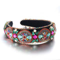 Super Sparkling Colored Diamond Pearl Baroque Retro Women's Sponge Head Hoop