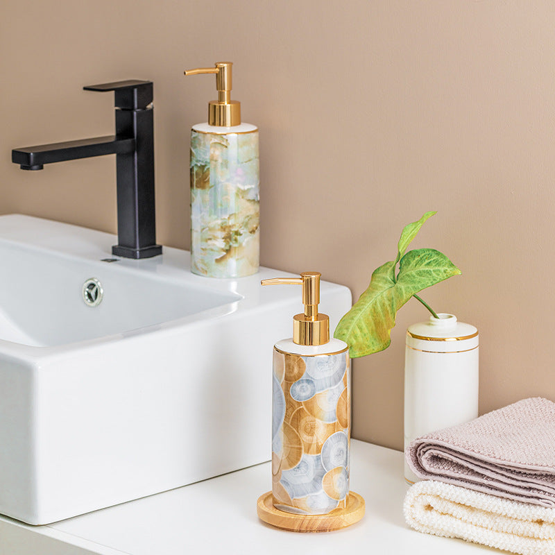 Ceramic Lotion & Soap Dispenser Bottle 390ml | Gemstone Patterns