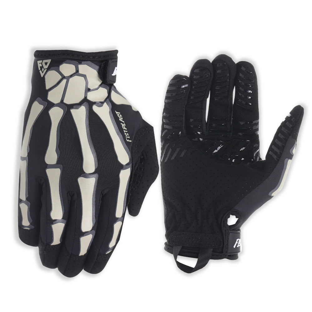 Skull Luminous Outdoor Non-slip Wear-resistant Full Finger Touch Screen Riding Gloves