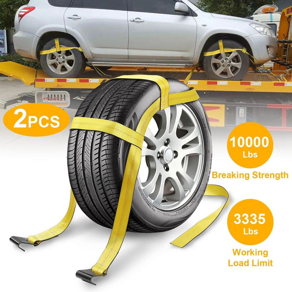 2Pcs Car Basket Straps Adjustable Tow Dolly Tire Basket Straps with Flat Hooks