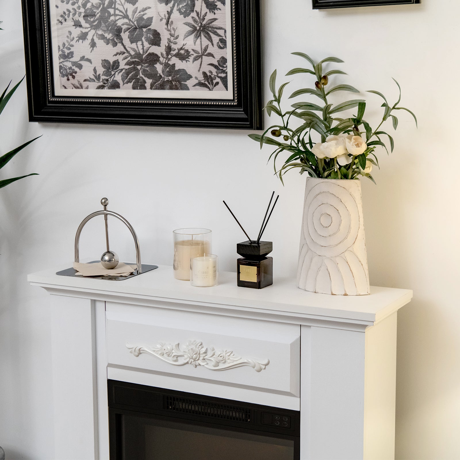 1400W TV Stand Electric Fireplace Mantel with Remote Control