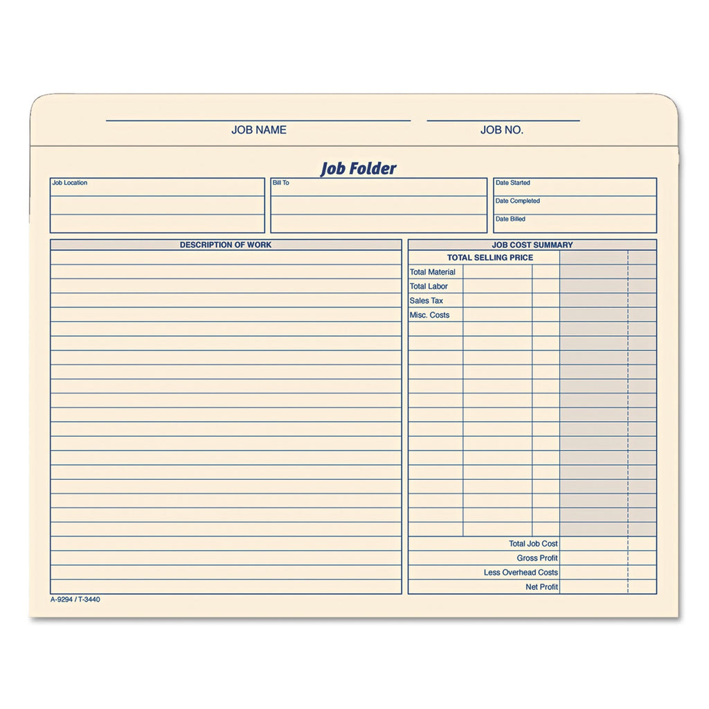 TOPS Job Folder, Straight Tabs, Letter Size, Manila, 20/Pack