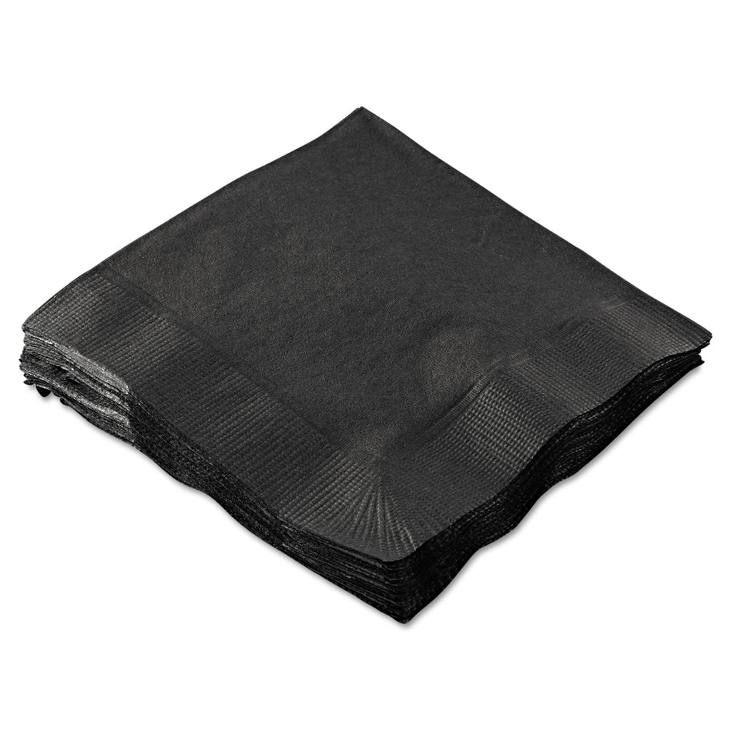 Hoffmaster Beverage Napkins, 2-Ply, 9 1/2 x 9 1/2, Black, 1000/Carton