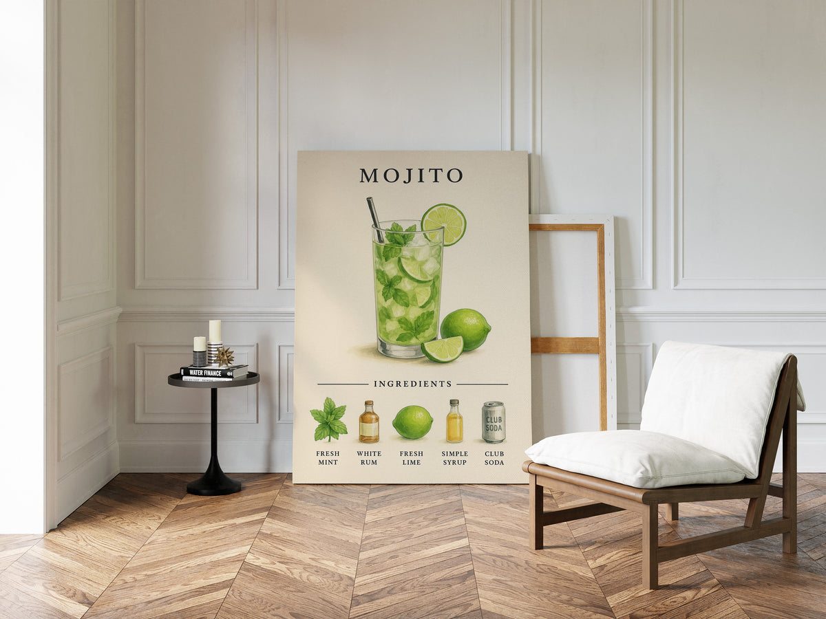 Mojito Cocktail Recipe Art Print
