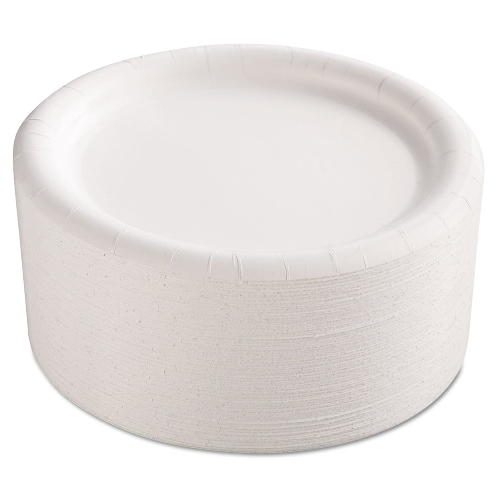 AJM Packaging Corporation Premium Coated Paper Plates, 9" dia, White, 125/Pack, 4 Packs/Carton