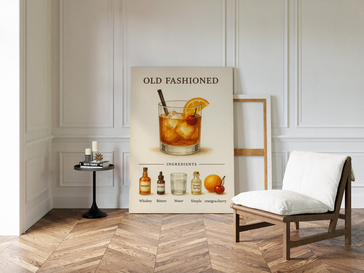 Old Fashioned Cocktail Recipe Art Print