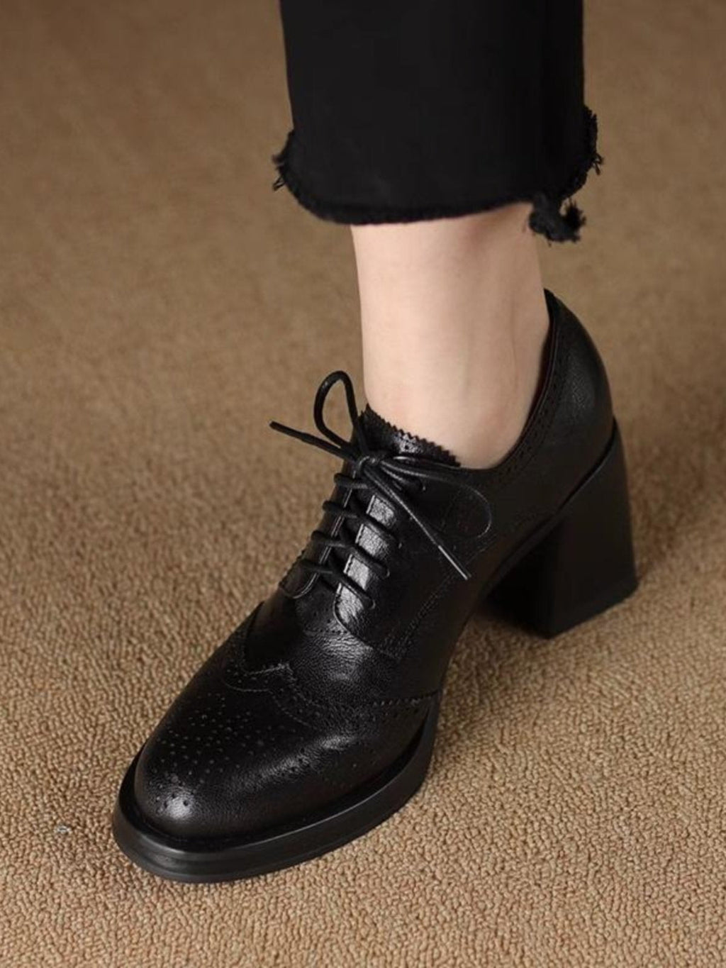 New Autumn British-Style Round-Toe Chunky-Heel Pumps For Women