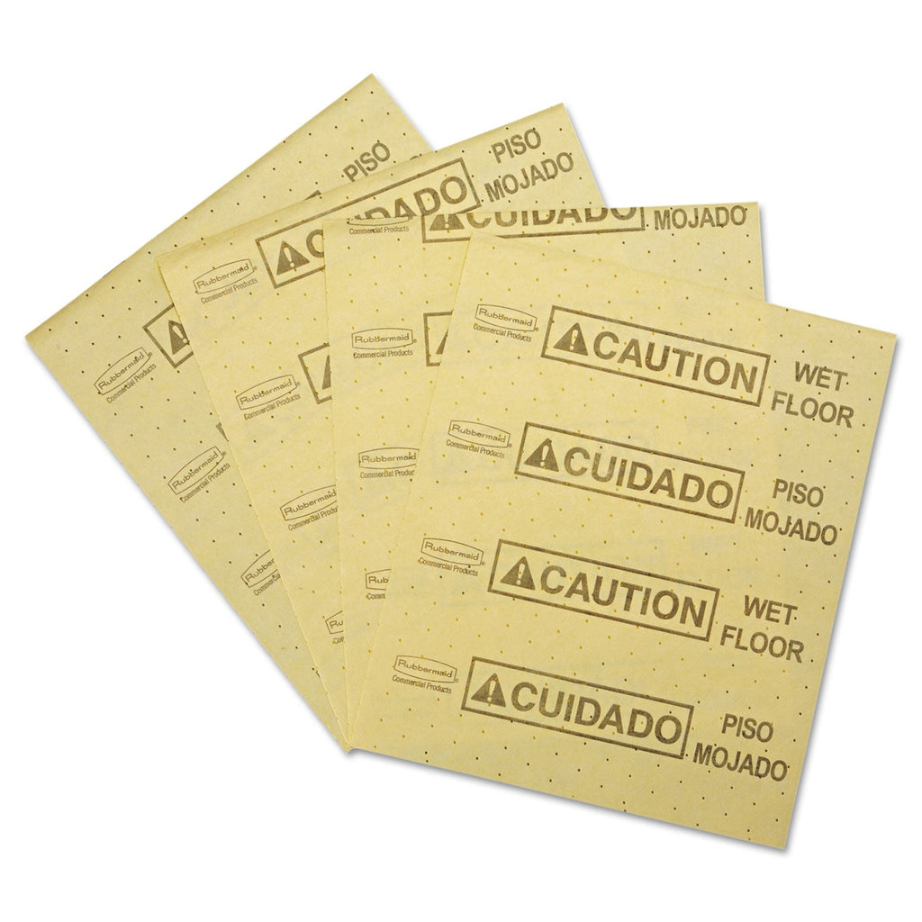 Rubbermaid Over-the-Spill Pad, Caution Wet Floor, 16 oz, 16.5 x 20, 22 Sheets/Pad