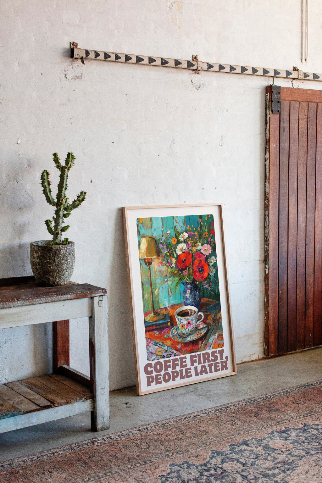 Coffee First, People Later – Cozy Vintage Coffee Art Print
