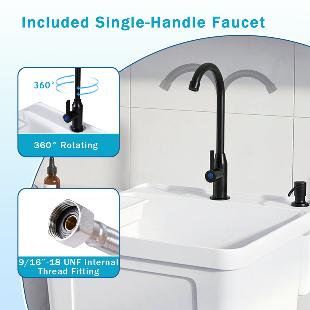 14.5 Gal Utility Sink with Rotating Faucet & Adjustable Legs