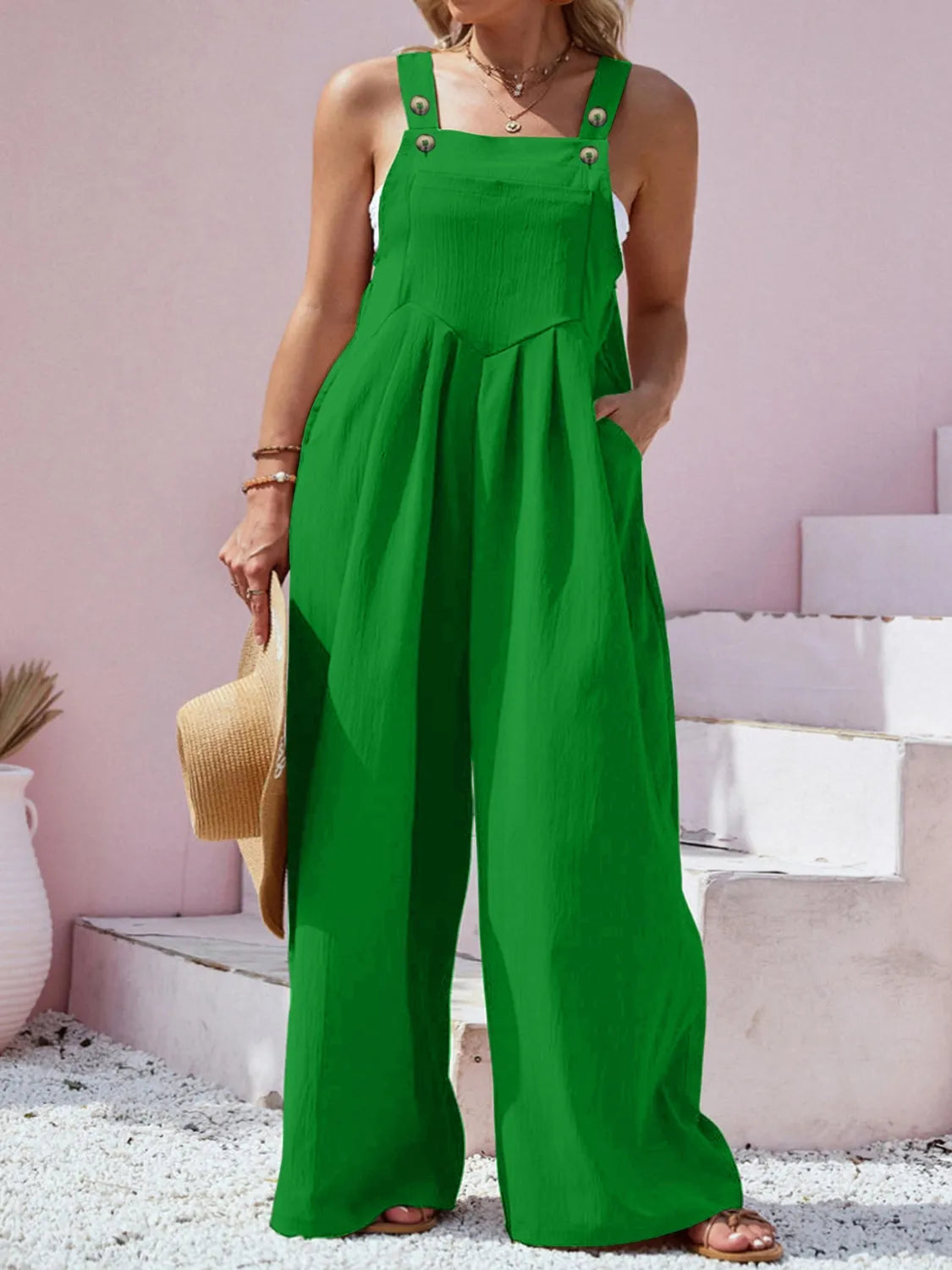 Square Neck Wide Leg Overalls