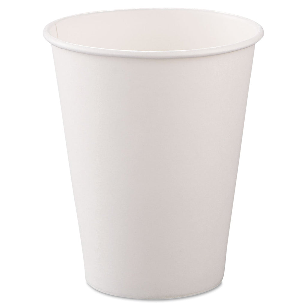 Dart Single-Sided Poly Paper Hot Cups, 8 oz, White, 50/Bag, 20 Bags/Carton