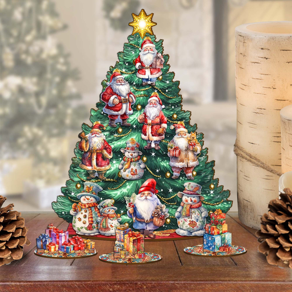 Santa Claus Christmas Tree Eco Wood Set by G.DeBrekht Christmas Decor - 8091516