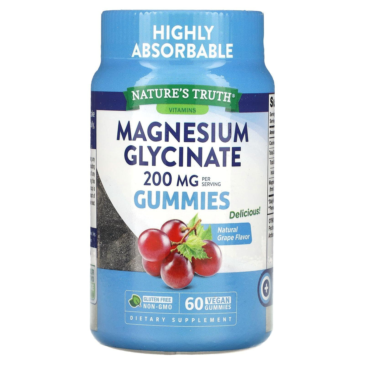 Nature's Truth Magnesium Glycinate, 200 Mg, Gummies, Delicious Sour Grape Flavor
