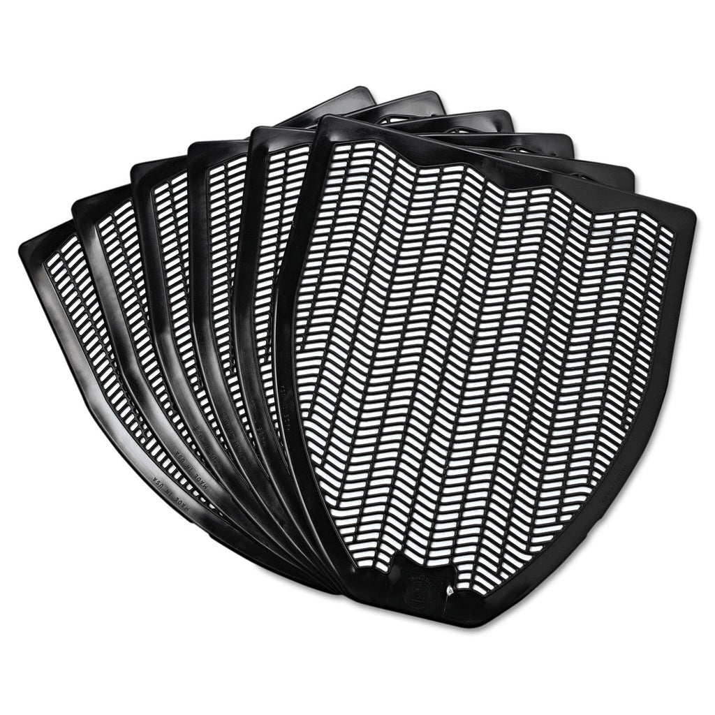 Impact Disposable Urinal Floor Mat, Nonslip, Fresh Blast Scent, 17 1/2 x 20 3/8, Black, 6/Carton