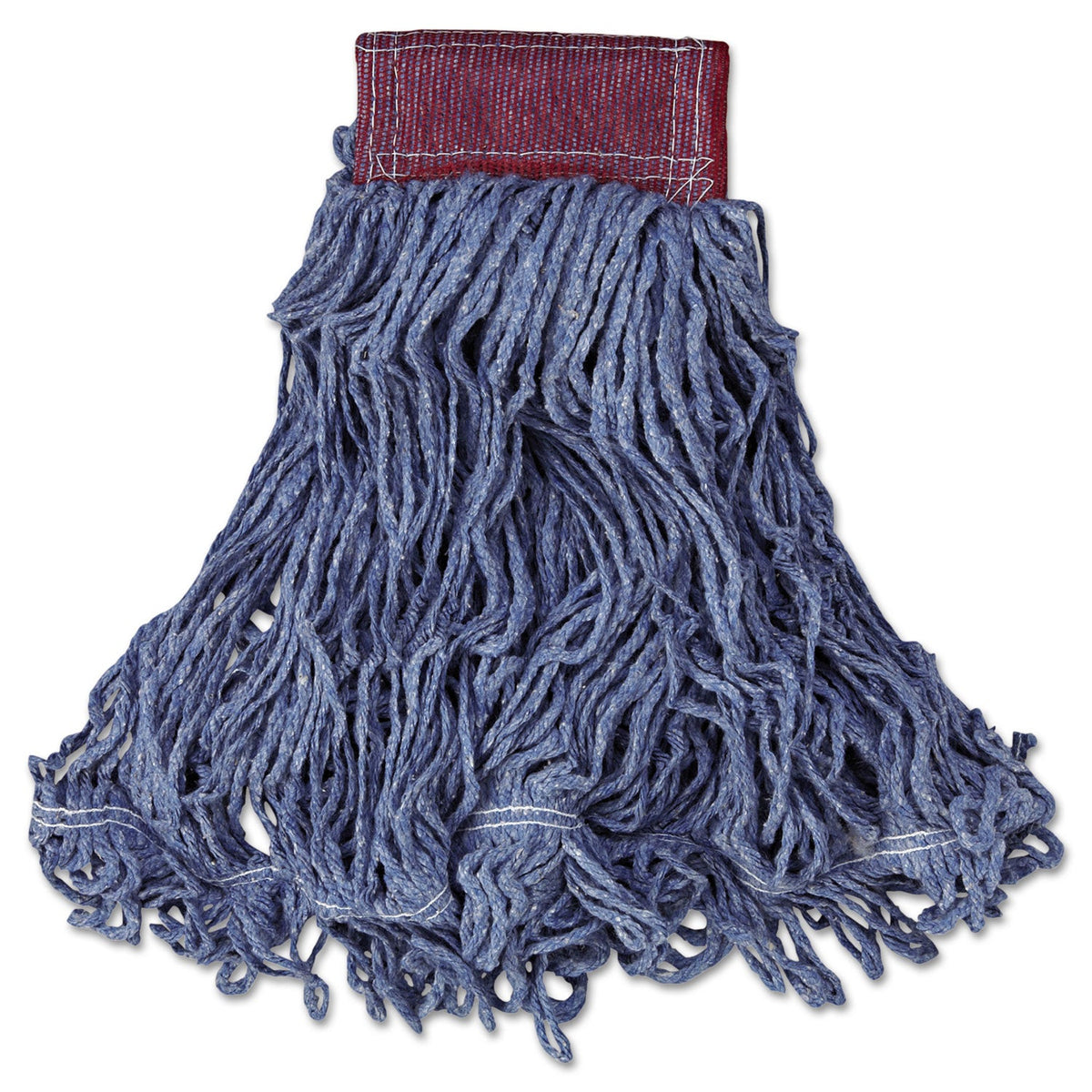 Rubbermaid Super Stitch Blend Mop Head, Large, Cotton/Synthetic, Blue, 6/Carton