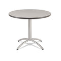 Iceberg CafeWorks Table, Cafe-Height, Round Top, 36" Diameter x 30h, Gray/Silver