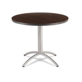 Iceberg CafeWorks Table, Cafe-Height, Round Top, 36" Diameter x 30h, Walnut/Silver