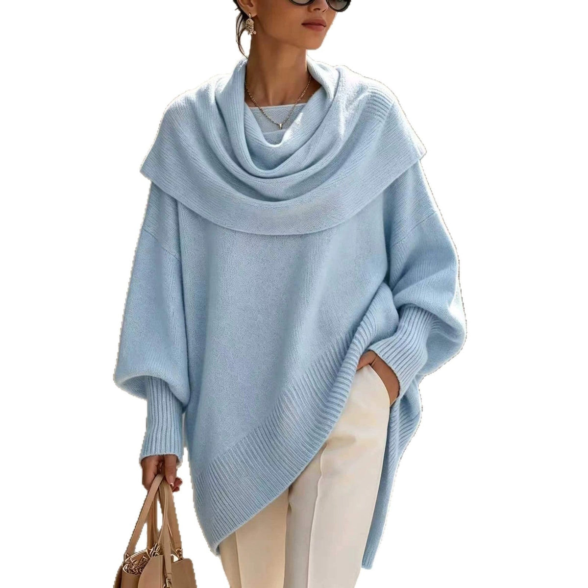 Loose Batwing-sleeve Asymmetrical Pullover Top