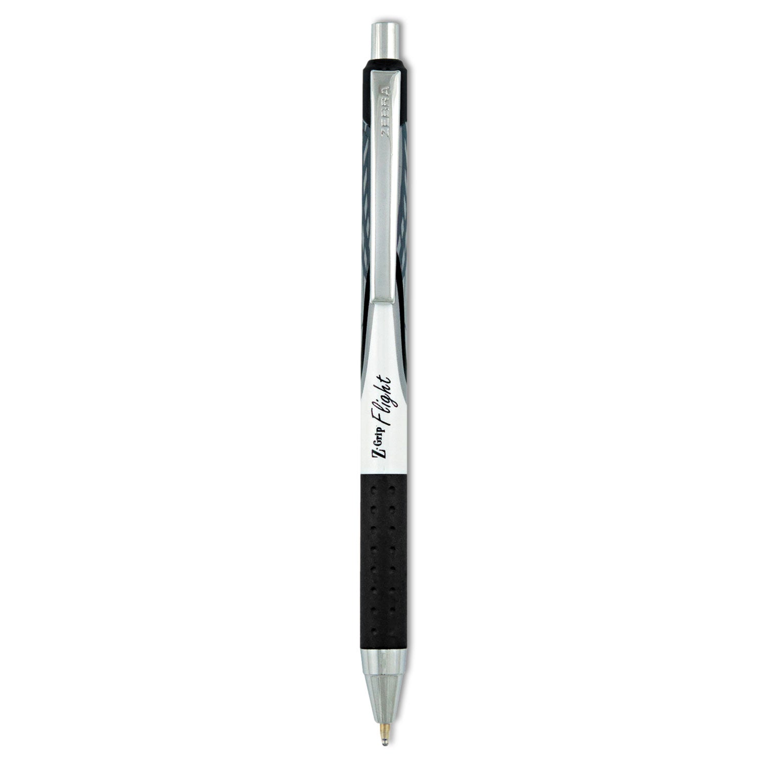 Zebra Z-Grip Flight Ballpoint Pen, Retractable, Bold 1.2 mm, Black Ink, White Barrel, 12/Pack