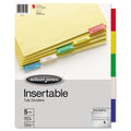 Wilson Jones Insertable Tab Dividers, 3-Hole Punched, 5-Tab, 11 x 8.5, Buff, Assorted Tabs, 1 Set