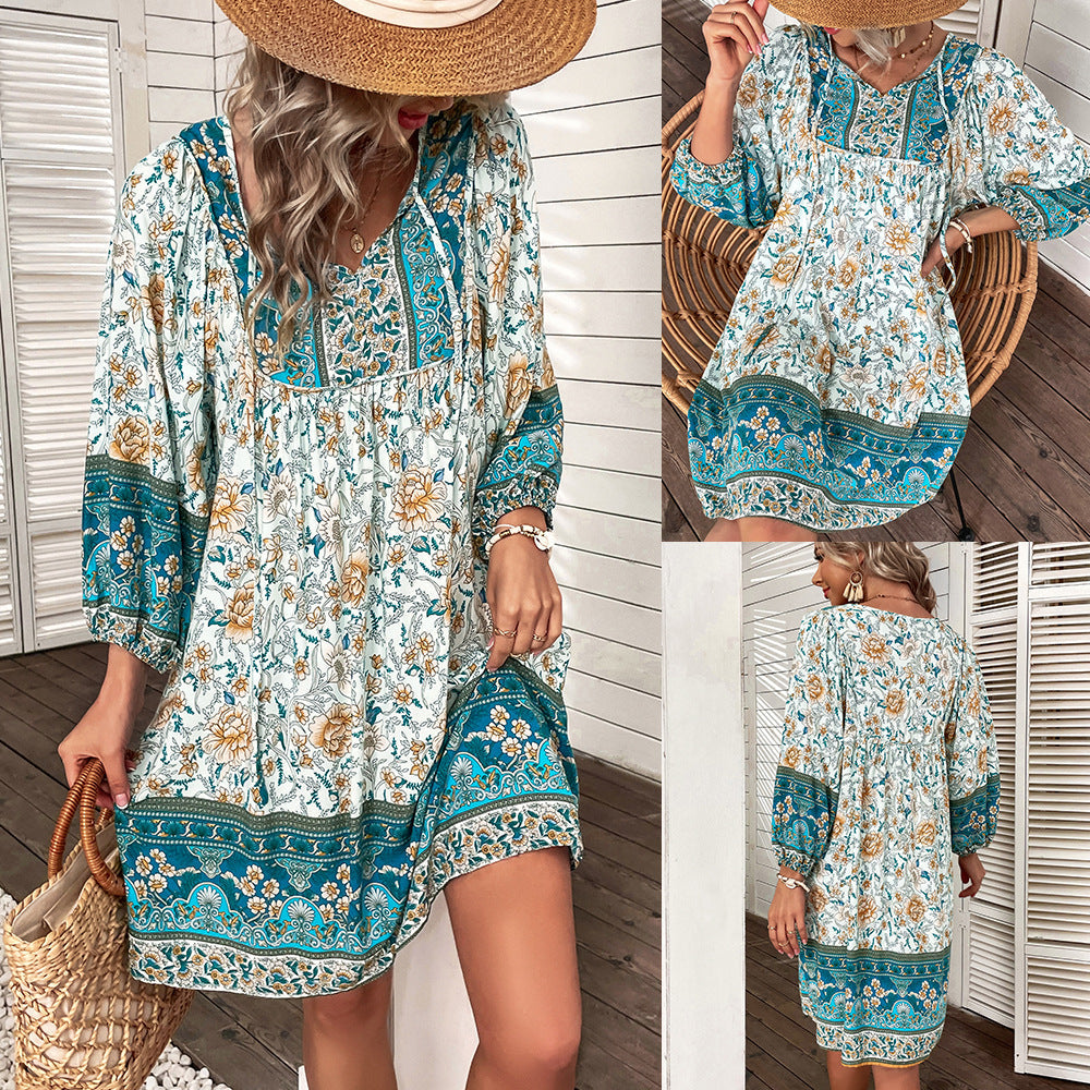 Women's Boho Printed Loose Summer Dress