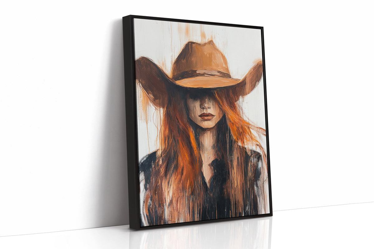 Western Flame – Bold Redhead Cowgirl Art
