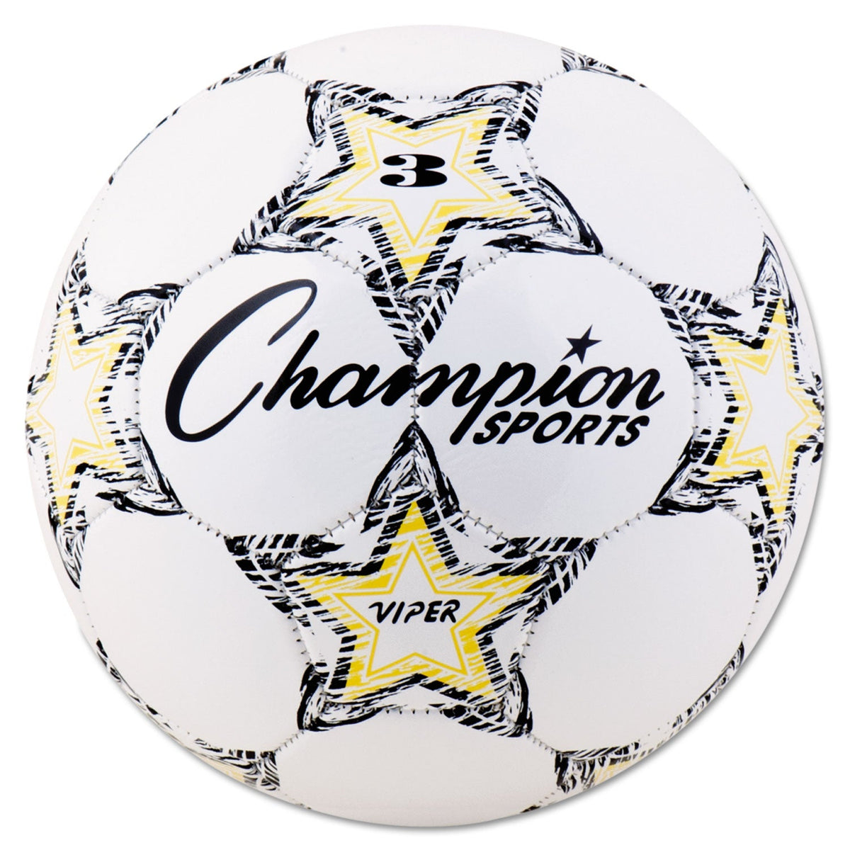 Champion Sports VIPER Soccer Ball, No. 3 Size, 7.25" to 7.5" Diameter, White