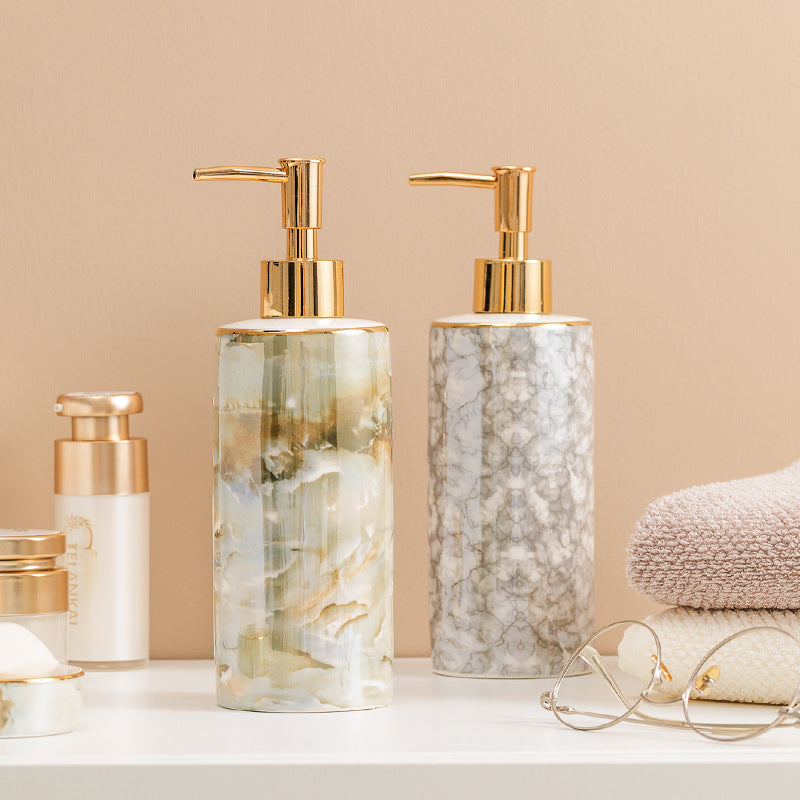 Ceramic Lotion & Soap Dispenser Bottle 390ml | Gemstone Patterns