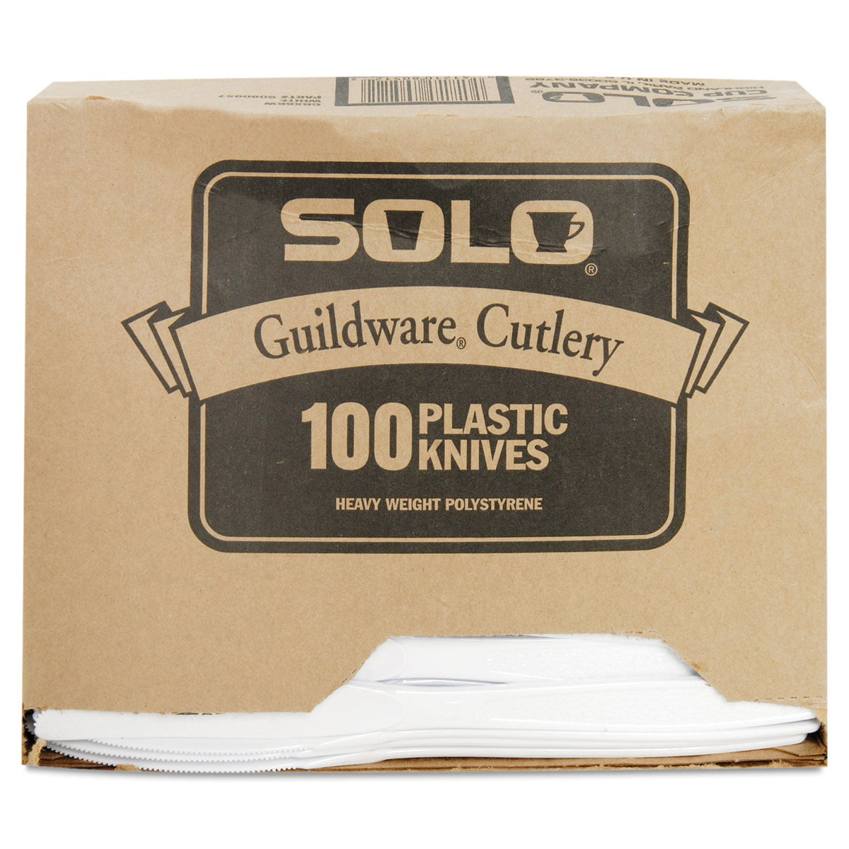Dart Guildware Extra Heavyweight Plastic Knives, White, 100/Box