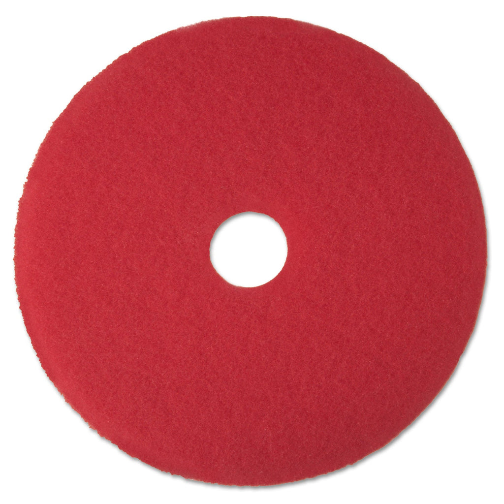 3M Low-Speed Buffer Floor Pads 5100, 14" Diameter, Red, 5/Carton