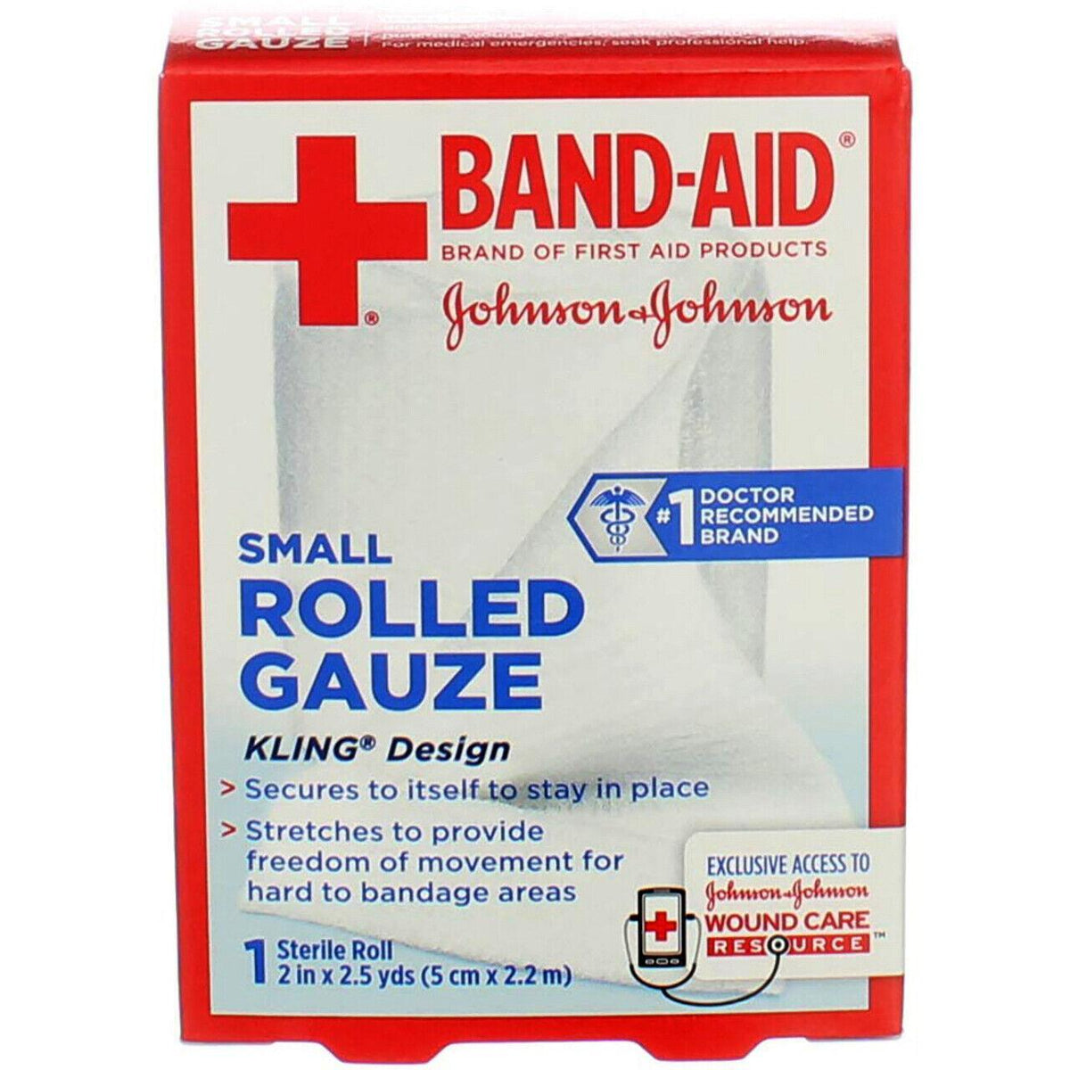 BAND-AID® Flexible Rolled Gauze, 2" x 2.5 yd, Small