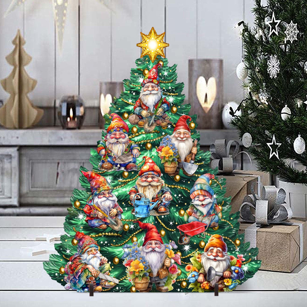 Gnomes-Themed Christmas Tree Outdoor Indoor Decor Wooden Christmas Decoration by G. Debrekht Christmas Decor - 8191512F