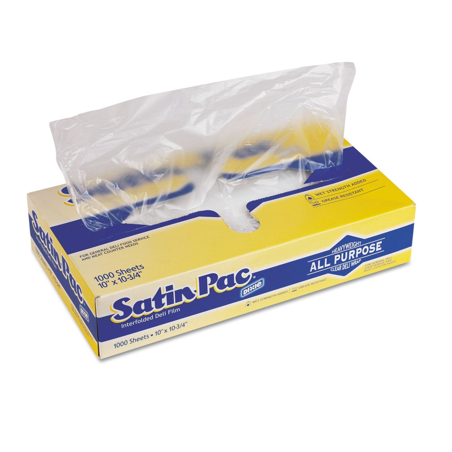 Dixie Satin-Pac High Density Polyethylene Deli Film Sheets, 10 x 10.75, Clear, 1,000/Pack, 10 Packs/Carton