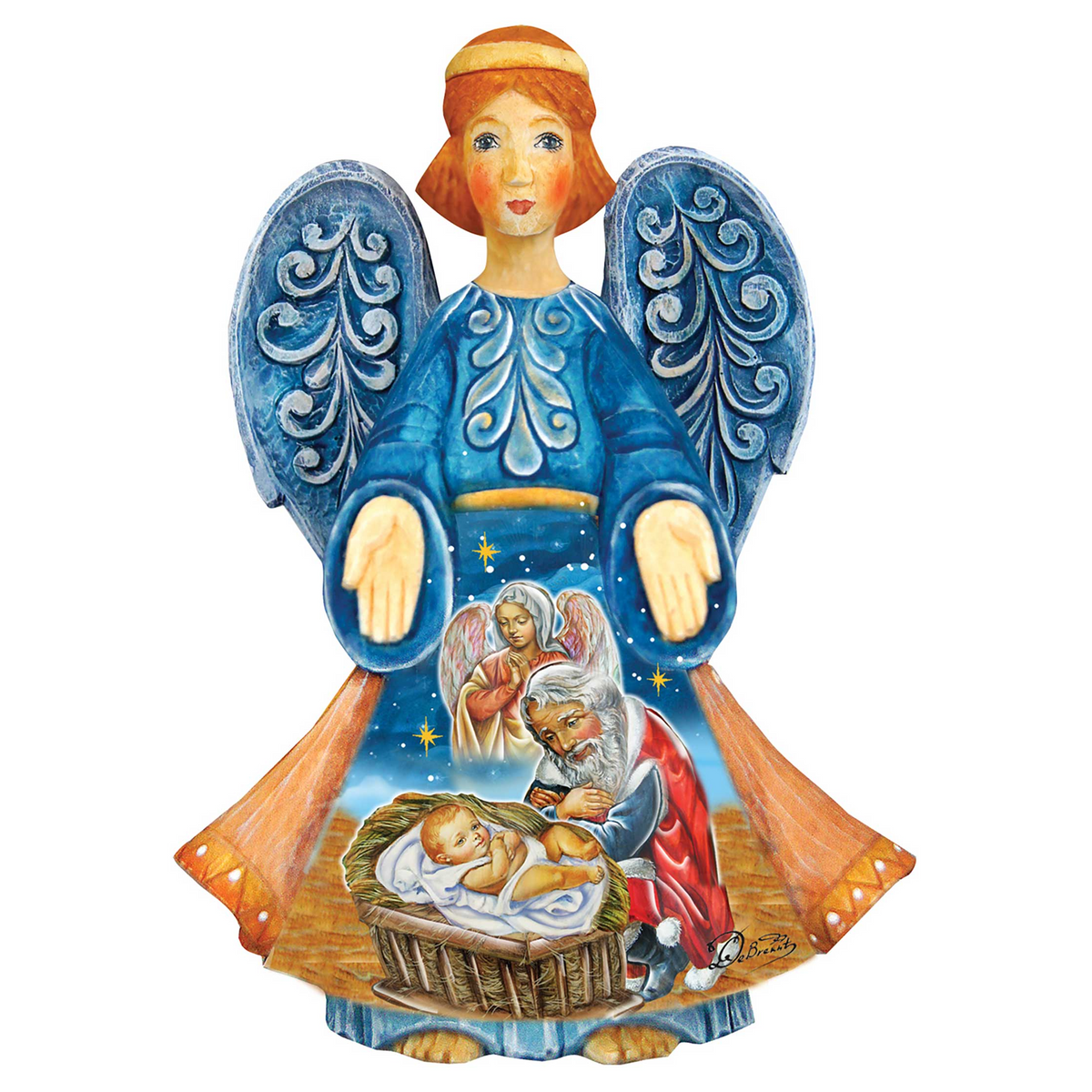 Adoration Angel Handcrafted Christmas Figurine by G. Debrekht - Nativity Holiday Decor - 552727
