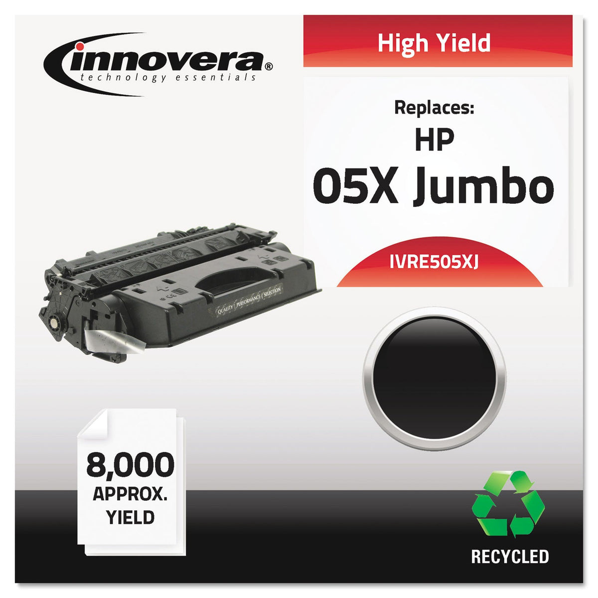 Innovera Remanufactured Black Extended-Yield Toner, Replacement for 05X (CE505XJ), 8,000 Page-Yield