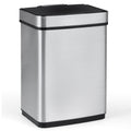 16 Gallon Trash Can Infrared Motion Sensor Garbage Can with Dual Compartments-Silver