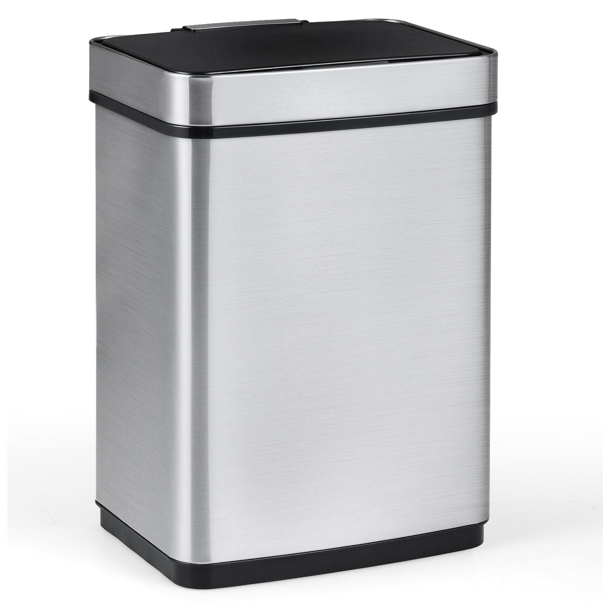 16 Gallon Trash Can Infrared Motion Sensor Garbage Can with Dual Compartments-Silver