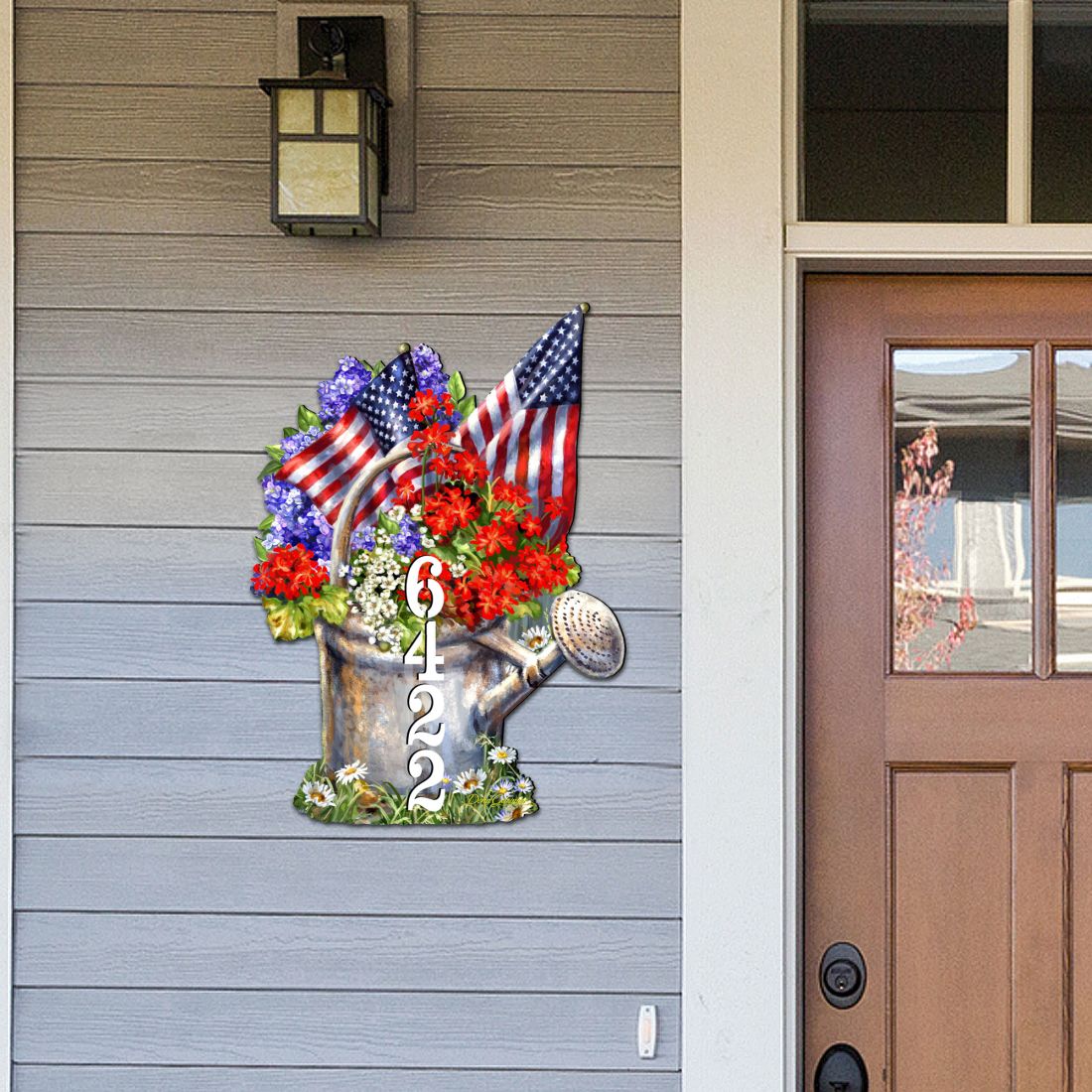 American Flag Summer Bouquet Personalized House Number by Gelsinger - American Patriotic Decor - Address Sign - MA8461040-1711