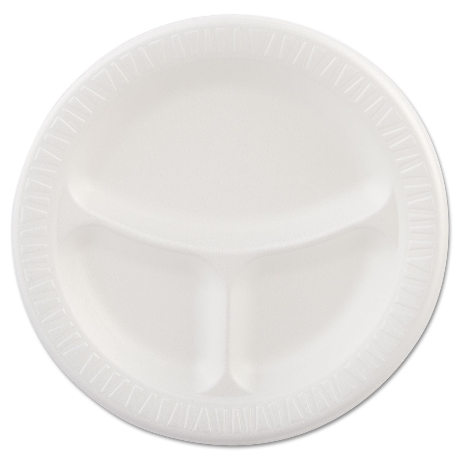 Dart Laminated Foam Plates, 3-Compartment, 9" dia, White, 125/Pack, 4 Packs/Carton