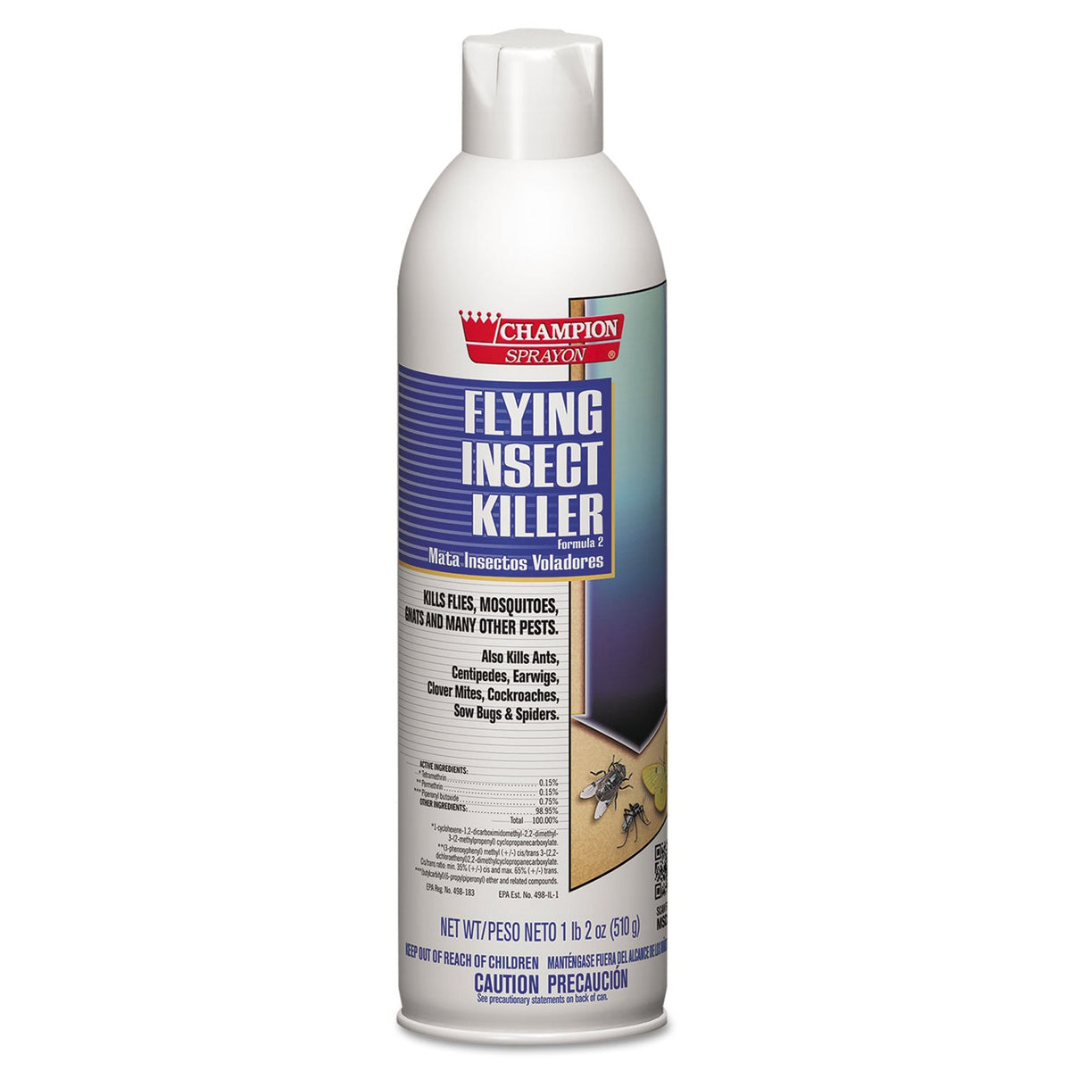 Chase Products Champion Sprayon Flying Insect Killer, 18 oz Aerosol Spray, 12/Carton