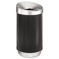 Safco At-Your-Disposal Vertex Receptacle, Round, Polyethylene, 38 gal, Black/Chrome