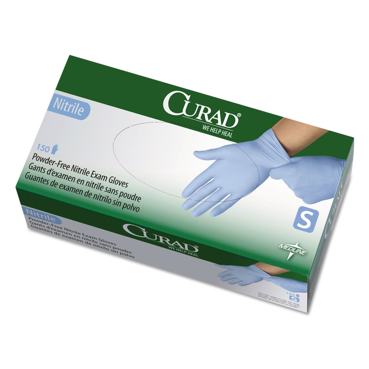 Curad Nitrile Exam Glove, Powder-Free, Small, 150/Box