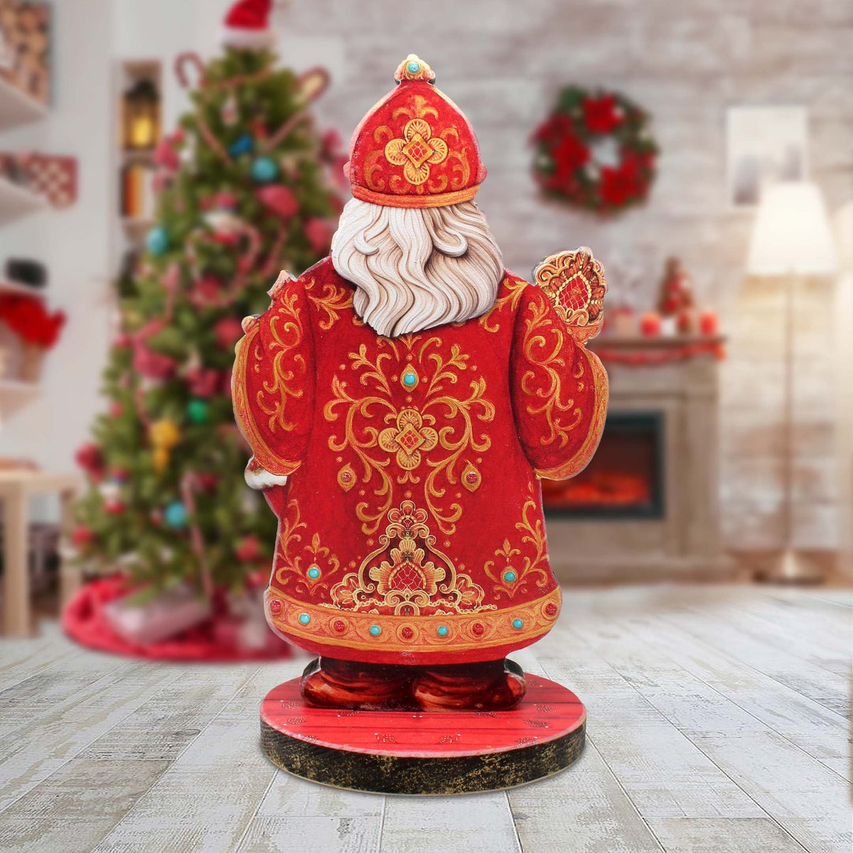 Santas Celebration Limited Edition Wooden Figurine by G. Debrekht - Christmas Centerpiece Snowman Decor - 89320