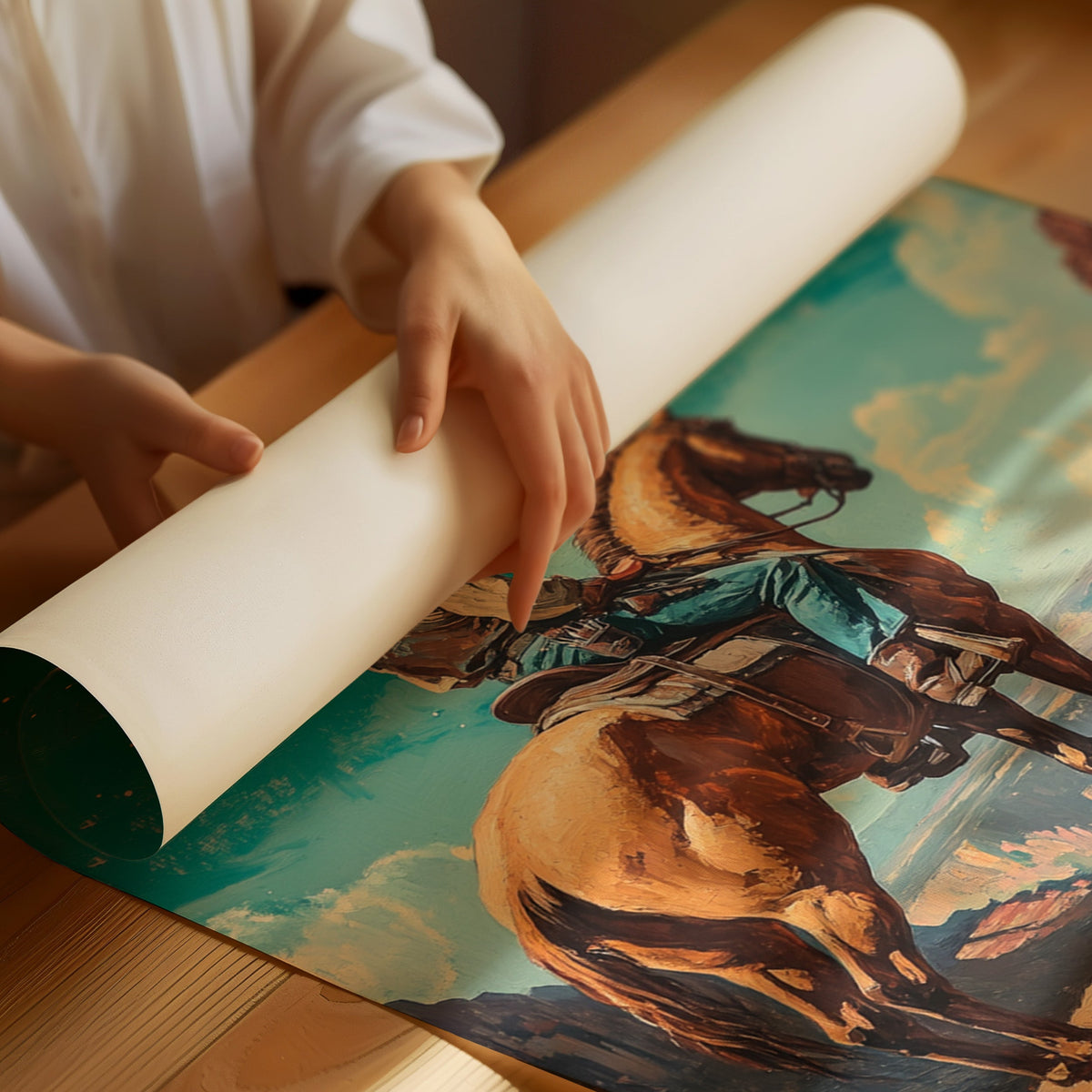 Stargazer Cowboy Canvas – Western Space Wall Art