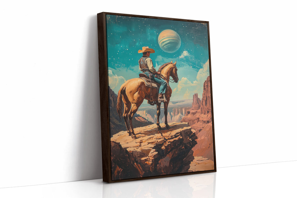 Stargazer Cowboy Canvas – Western Space Wall Art