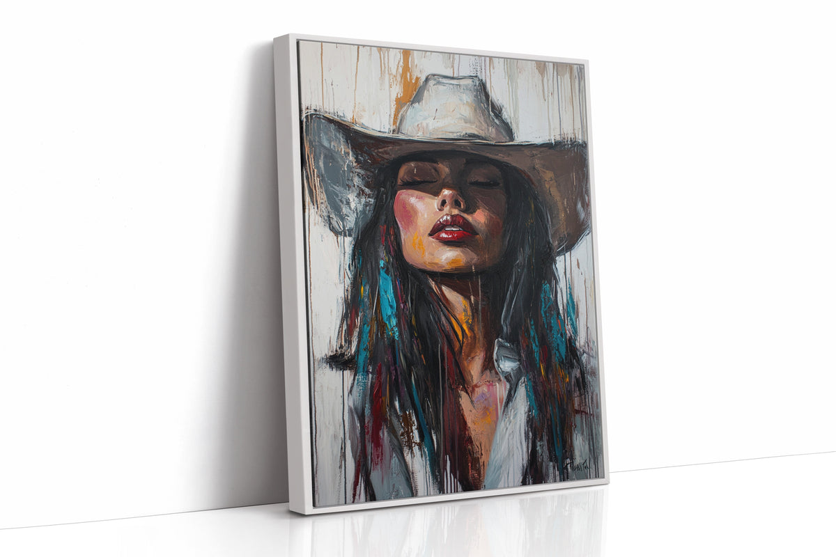 Cowgirl Spirit Canvas – Western Woman Portrait Wall Art