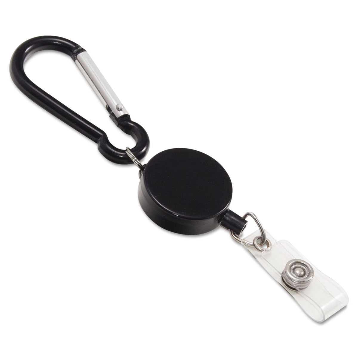 Advantus Metal Badge Reel/Carabiner Set, 24" Extension, Black, 5/Pack