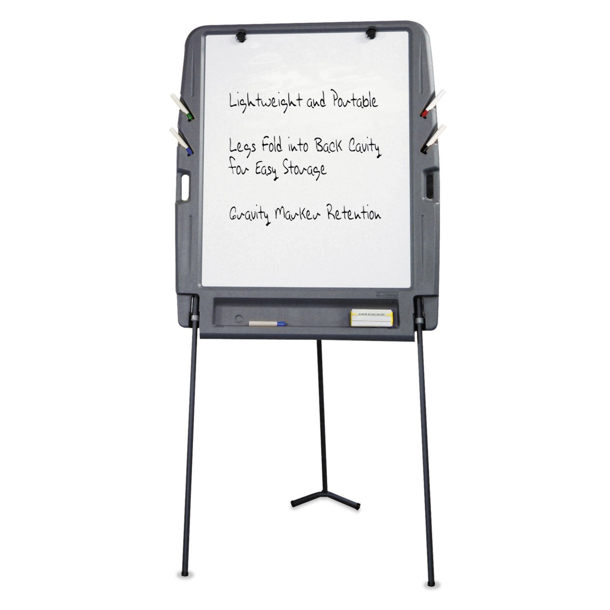Iceberg Ingenuity Portable Flipchart Easel with Dry Erase Surface, Resin Surface Frame, 35 x 30 x 73, Charcoal