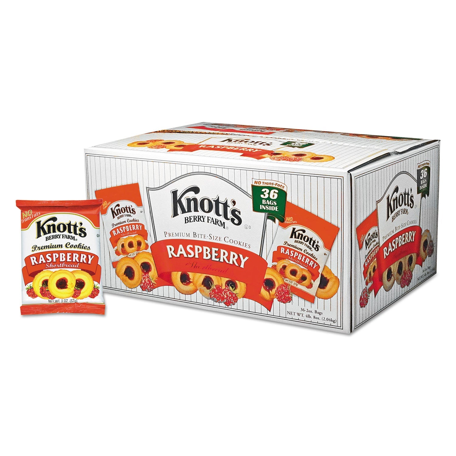Knott's Berry Farm Premium Berry Jam Shortbread Cookies, Raspberry, 2 oz Pack, 36/Carton